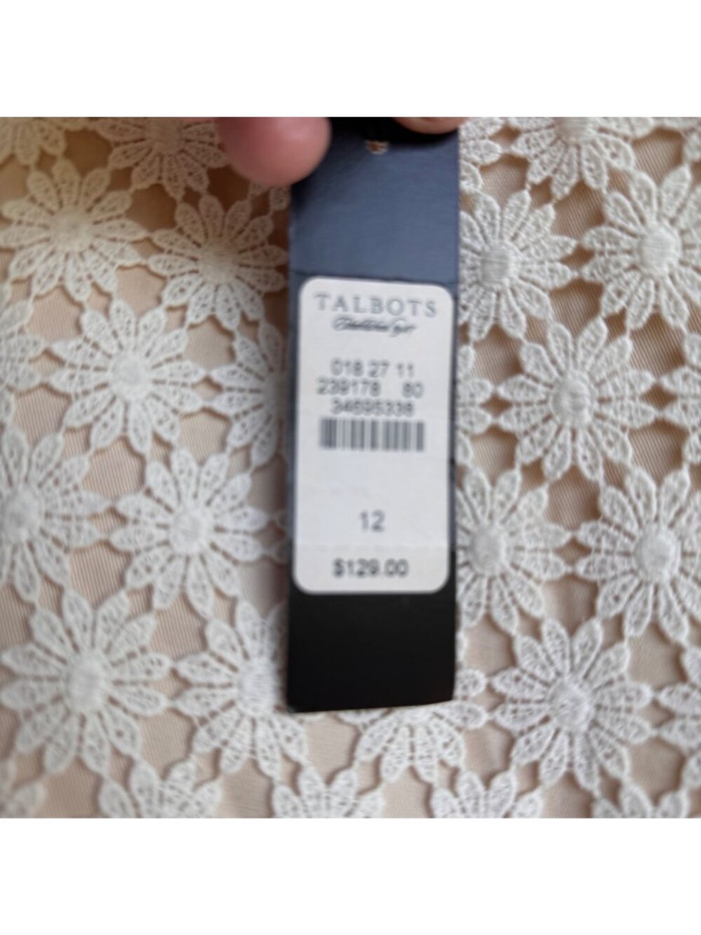 Talbots Women Floral Lace Daisy Boho Chic Formal Pencil Skirt Beige 12 Lined NWT - Picture 11 of 12